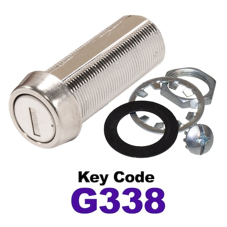 Global RV SS Compartment Lock, Cam/Blade Style, 1-3/4in Threaded Barrel, Blades not Included, Keyed to G338 CLB-338-134-SS
